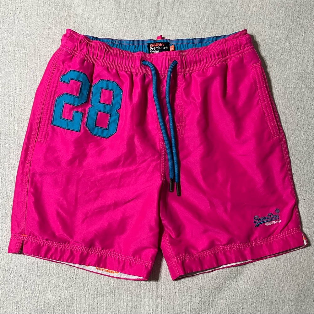 Superdry‎ Premium Swim Shorts In Neon Pink Mens Size Small